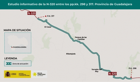 Transportes adjudica la redacción del estudio informativo para la mejora de la N-320 entre Cabanillas y El Casar