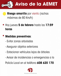 AEMET activa aviso amarillo por viento en Azuqueca de Henares
